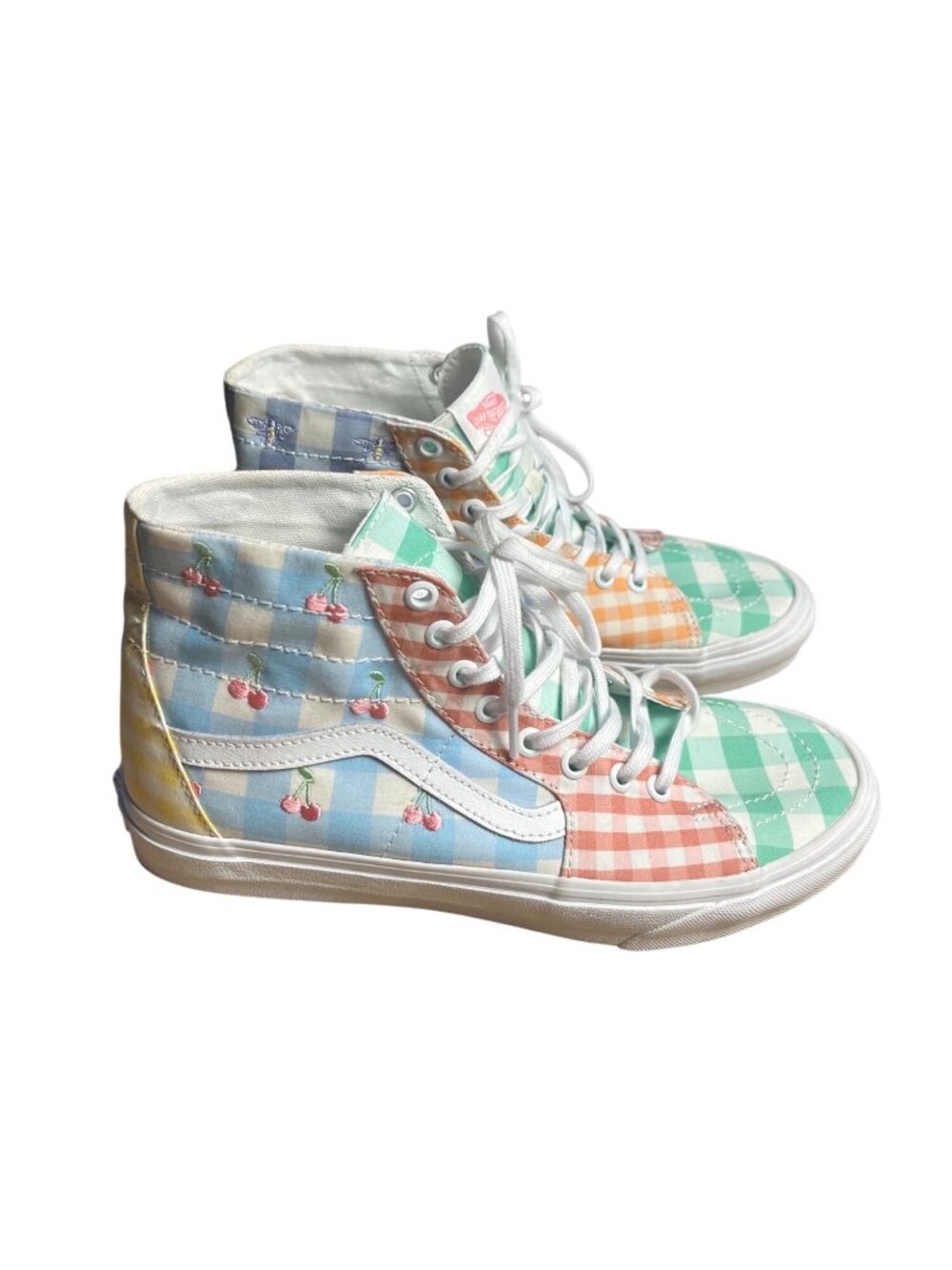 Vans Sk8-Hi Picnic Tapered Gingham Block Canvas Sneakers women 10 Multicolor